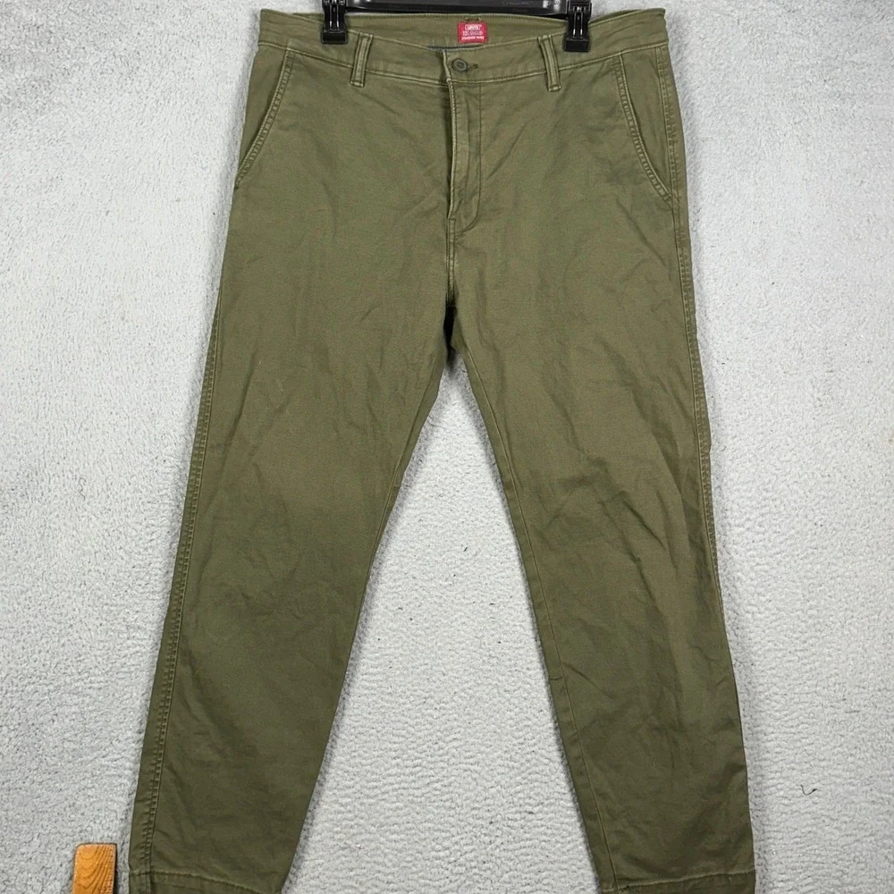 Levis XX Chino Pants Men 34X30 Olive Green Standard Taper Casual Red Tab Stretch